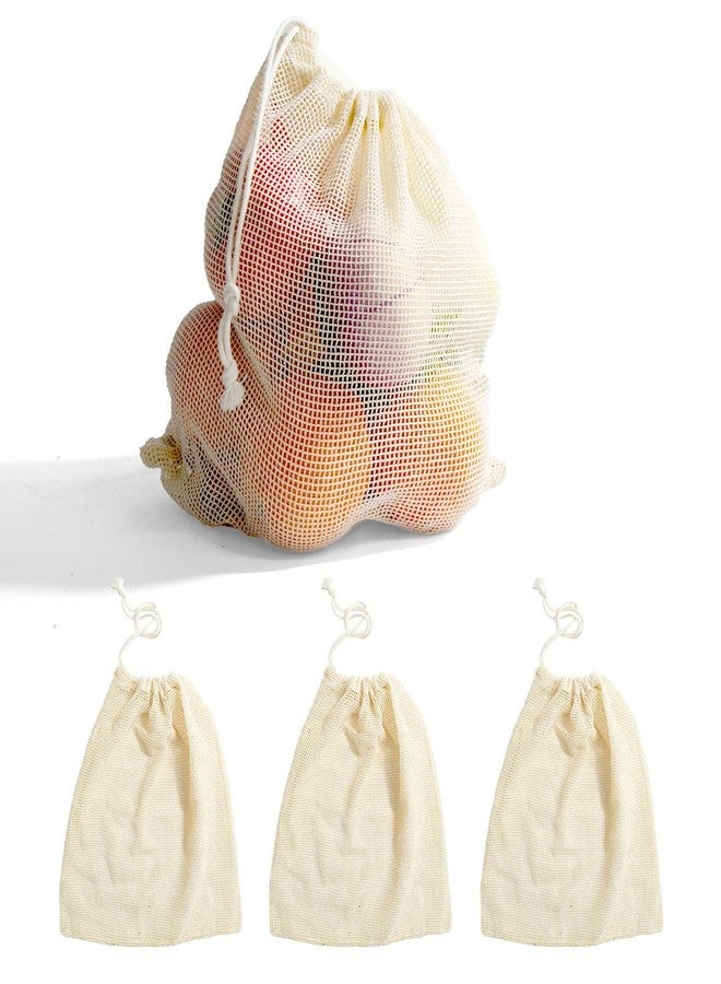 LZMS 3PCS Cotton Drawstring Tote Bag Sustainable,Breathable Reusable Grocery Bag, Durable & Comfortable for Shopping and Storage(3, Large) - Image 1